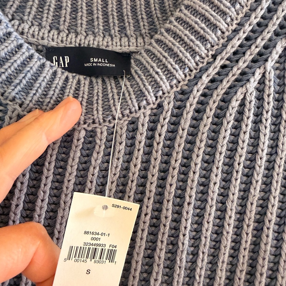 GAP Bainbridge Blue Ribbed Crewneck Sweater - Picture 6 of 8